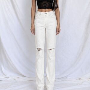 Res Denim Off White Distressed Destroyed Ripped Knees Skinny Jeans Size 24/S